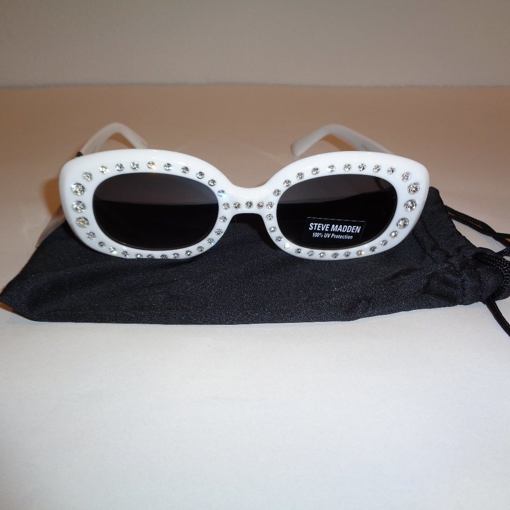 Steve Madden BLING White Jeweled New Sunglasses